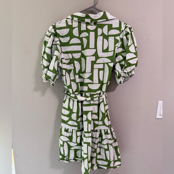 Jessica Simpson Green & White Belted Shirt Dress – Size M - Picture 4 of 5